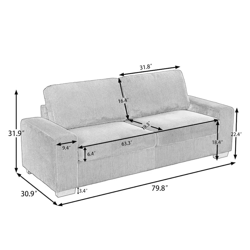 80" Upholstered Loveseat - 2-Seater - 7 Colors