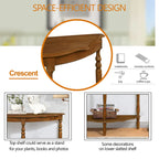 Retro Half-Moon Console Table with Open Shelf