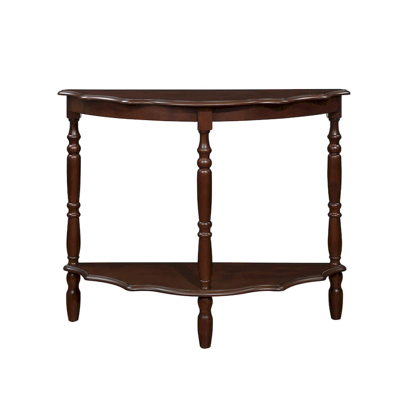 Retro Half-Moon Console Table with Open Shelf